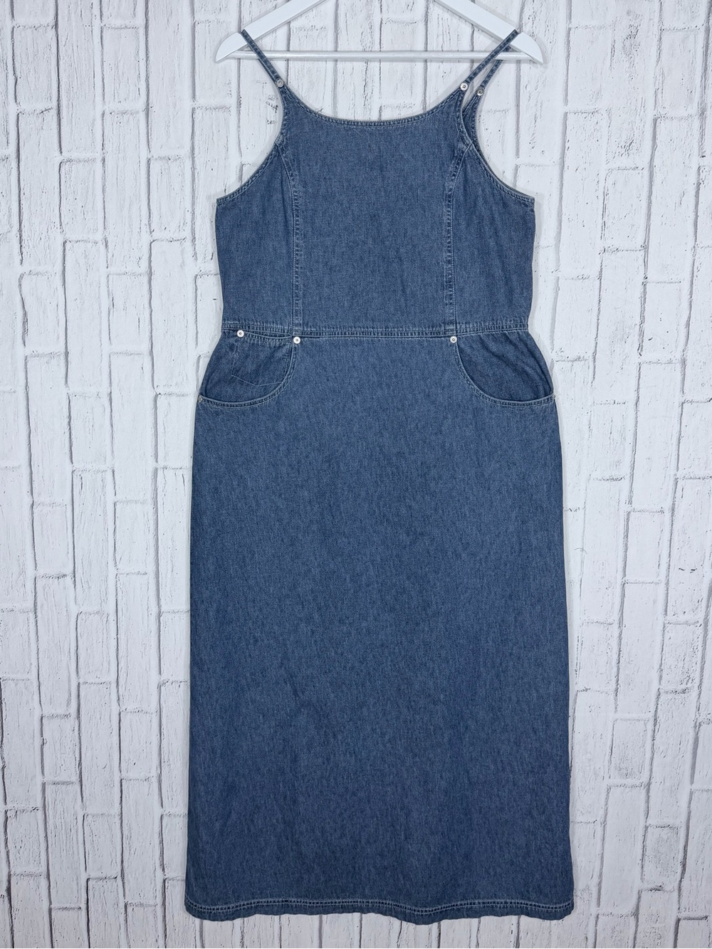 👗 Faded Glory Vintage Denim Midi Dress Medium 100% Cotton Y2K